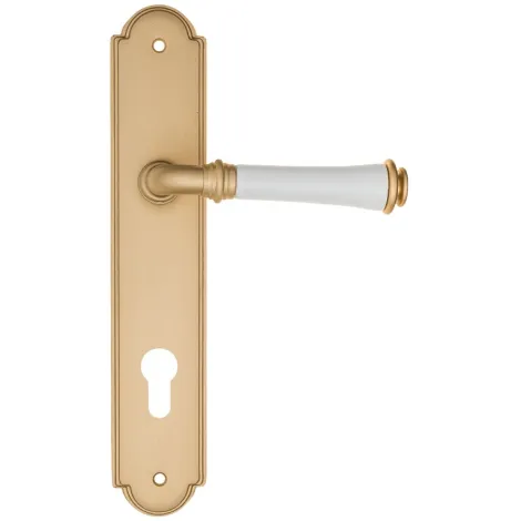 Дверная ручка на планке Fratelli Cattini \"GRACIA CERAMICA BIANCO\" CYL PL257-BS матовая латунь