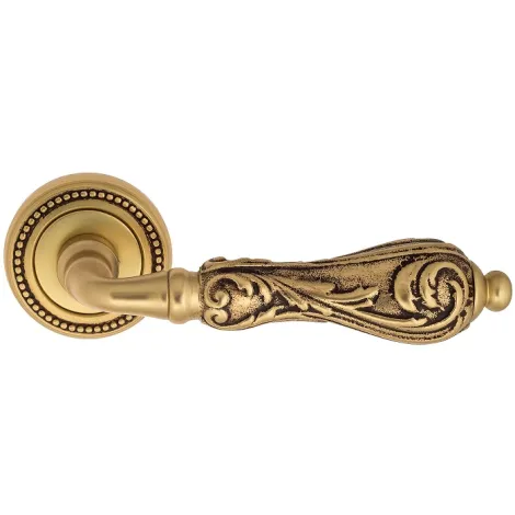 Дверная ручка на круглом основании Venezia \"MONTE CRISTO\" D3 французское золото + коричневый
