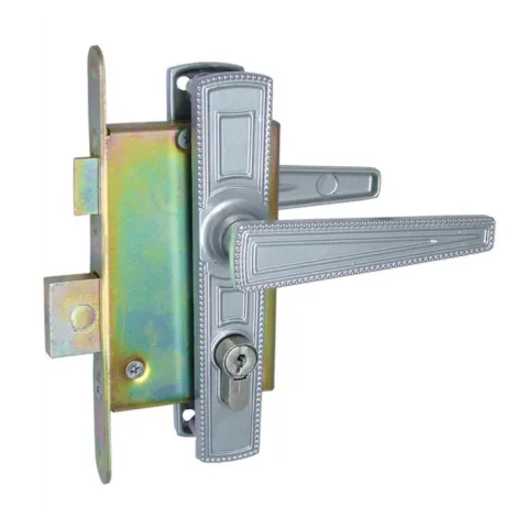 Замок врезной цилиндровый с защелкой в комплекте с ручкой Zenit ЗВ4-3.01 (серебро), 4 кл.