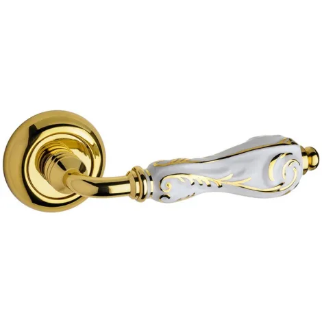 Дверная ручка на круглом основании Fimet Flora P 147P/231 С F01 латунь