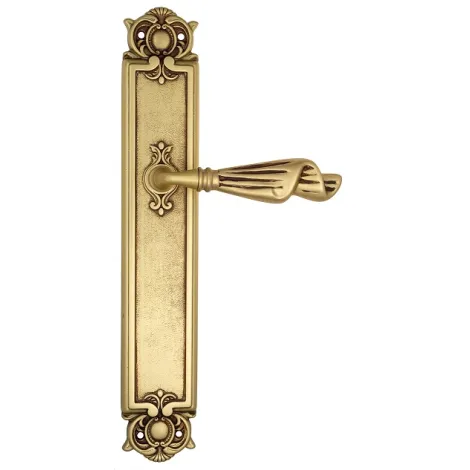 Дверная ручка Venezia \"OPERA\" на планке PL97 французское золото + коричневый