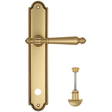 Дверная ручка Venezia \"PELLESTRINA\" WC-2 на планке PL98 французское золото + коричневый